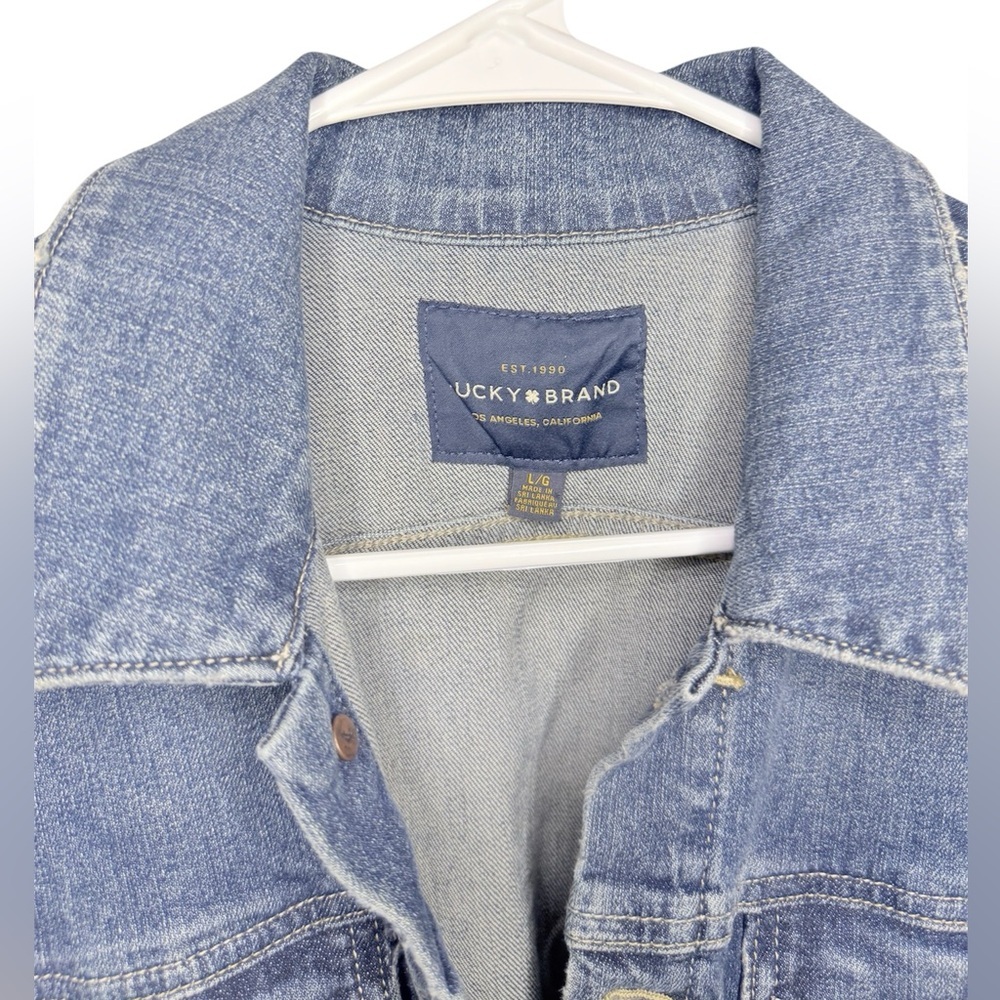 Lucky Brand Denim Jacket with Fringe size large - Picture 4 of 4